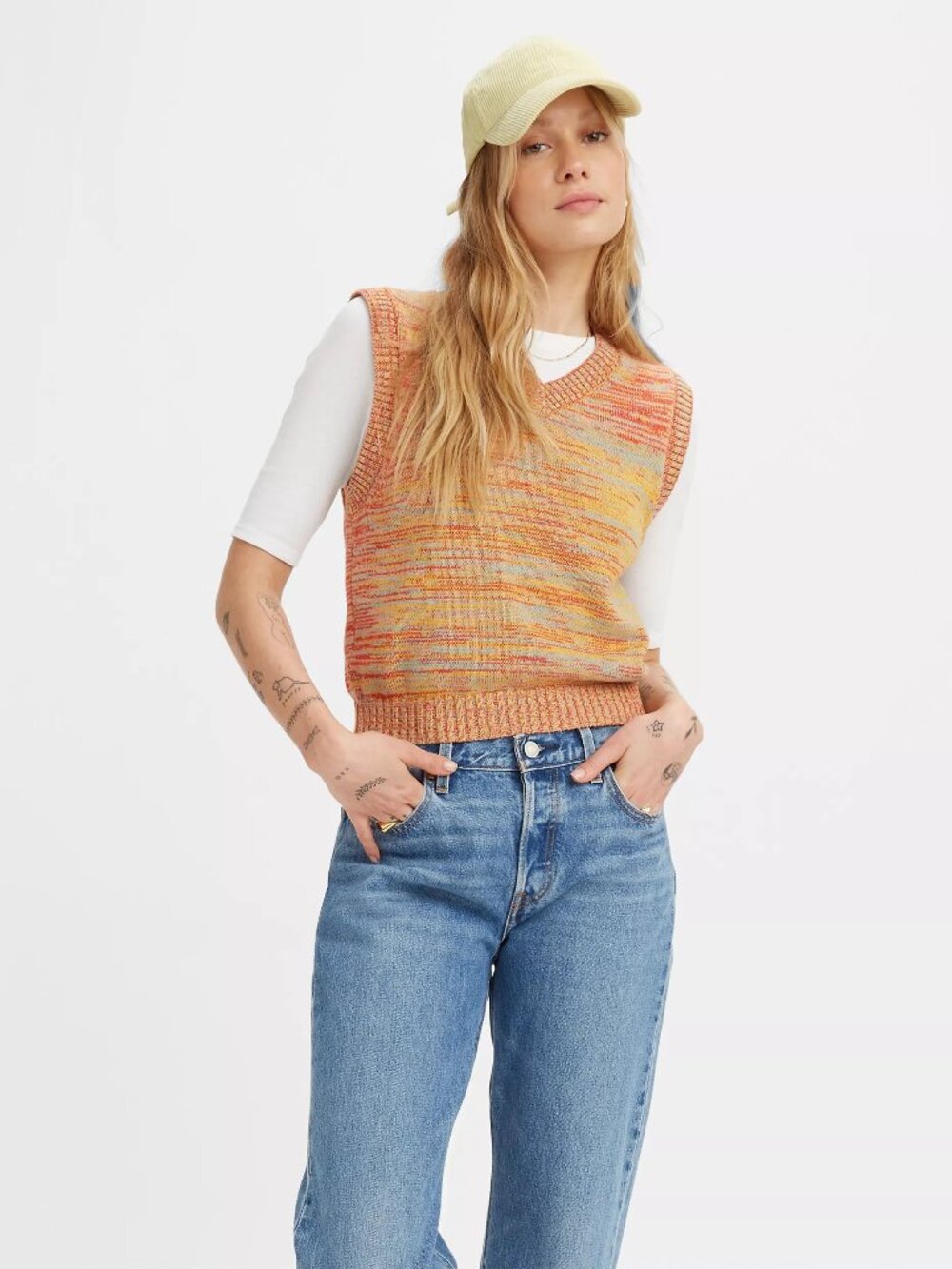 LEVI'S roddy sweater vest in sherbert space dye (XS)